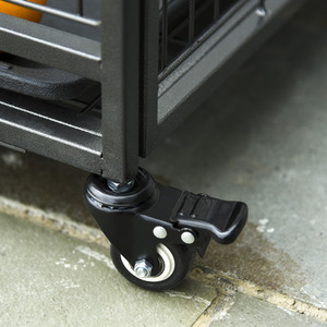 Pawhut Metal Dog Cage Kennel with Wheels Openable Top - Black / 109.5cm by Pawhut