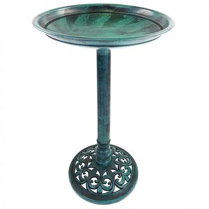 Oypla Traditional Ornamental Garden Bird Bath Pedestal - Green by Oypla