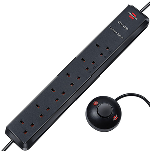 6 Gang Extension Lead with Foot Operated On-Off Switch - Black by Brennenstuhl