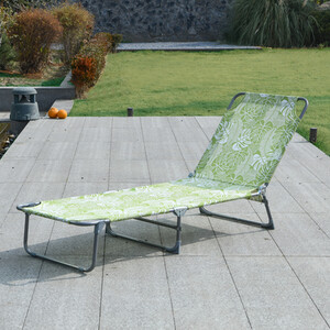Tropical Leaf Sun Lounger - Green and White by Outdoor Essentials
