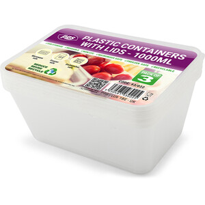 Pack of 3 Food Containers with Lids by Party and Paper Solutions