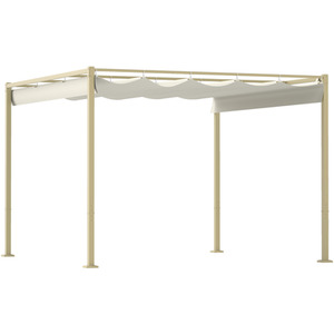 Outsunny 3 x 3(m) Outdoor Pergola with Retractable Roof, UPF30, Grey - Khaki by Outsunny