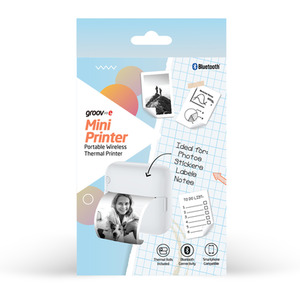 Bluetooth Mini Printer with Thermal Rolls - White by Groov-e