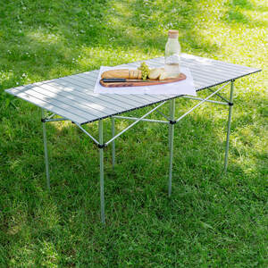 Camping Table Aluminium Foldable - Grey / 140cm by tectake