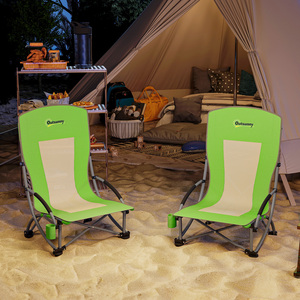 Outsunny Set of 2 Folding Beach Chair with Carry Bag - Green by Outsunny