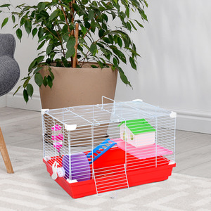 Pawhut Hamster Cage Small Pet Animal Travel Cage - Red and White by Pawhut