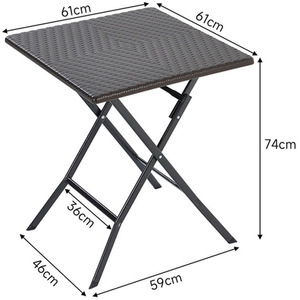 Foldable Camping Table with Rattan Effect - Black by Livingandhome