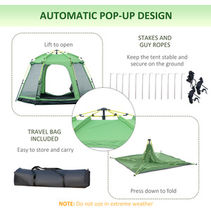 Outsunny 6 Person Camping Tent Pop-up - Green, Black by Outsunny