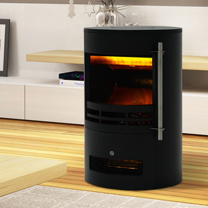HOMCOM Electric Fireplace Heater 900W,1800W-Black - Black