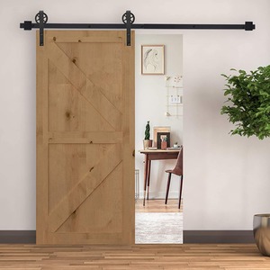 HOMCOM Carbon Steel Sliding Barn Door kits - Black by HOMCOM