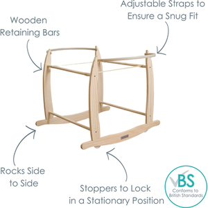 Deluxe Rocking Moses Basket Stand - Natural by Clair de Lune