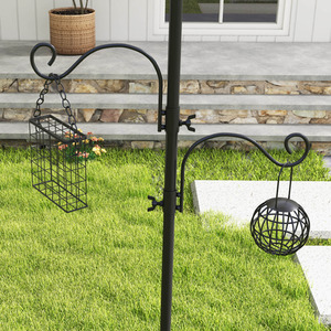 Bird Feeding Station Kit Wild Bird Feeder Pole with 6 Hooks - Black by PawHut