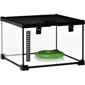 PawHut Reptile Glass Terrarium Reptile Breeding Tank - Black / 20cm by PawHut
