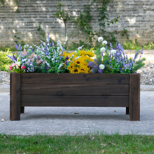 Outsunny Garden Raised Bed Planter Grow Containers - Carbonized by Outsunny