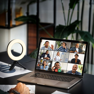 Dimmable Laptop Ring Light with Phone Holder - Black by Livingandhome