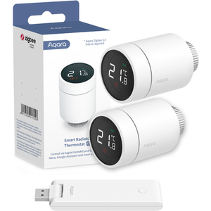 Smart Home Radiator Thermostat E1 Twin Pack with Aqara Smart Hub E1 - White by Aqara