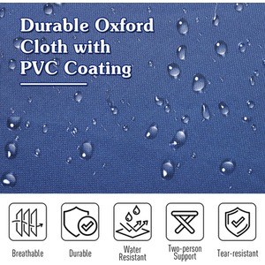 Outsunny Wide Folding Camping Cot With Carry Bag - Blue and Beige by Outsunny