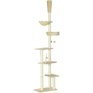 PawHut Floor to Ceiling Cat Tree Cat Tower - Yellow by PawHut