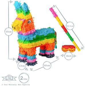 Donkey Cardboard Pinata, Stick and Blindfold Set - Multi by Fax Potato