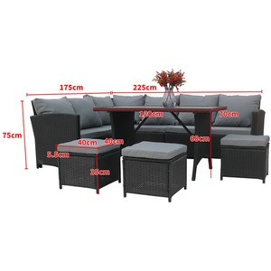 BIRCHTREE Rattan Garden Furniture Patio Set - Black by BIRCHTREE