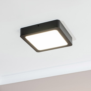 Lacey IP44 Integrated LED Square Flush Recessed Bathroom Ceiling Light - Black by ValueLights