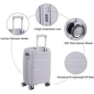 4PCS Lockable Travel Suitcase Set - Light Grey by Livingandhome