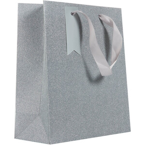 Pack of 3 Silver Glimmer Medium Gift Bags - Silver