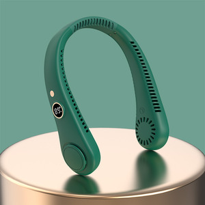 USB Bladeless Portable Neck Fan With LED Display - Green
