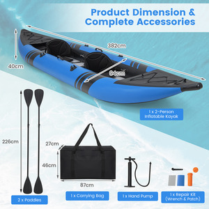 Inflatable Kayak Set - Blue by Costway