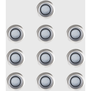 10 Pack IP67 Rated 40mm Cool White LED Round Decking Kitchen Plinth Lights Kit - Silver by ValueLights