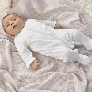 Blue Moses Basket with Natural Rocking Stand, Sheet and Grey Cellular Blanket - Blue by Kinder Valley