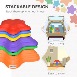 Outsunny Kids Balance Stepping Stones Non-slip Obstacle Course - Multi-coloured / 23L x 23W x 4H cm(small), 33L x 33W x 7.5H cm(medium), 36.5L x 36.5W x 16H cm(big) by Outsunny