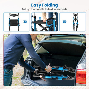 2-in-1 Foldable Rolling Walker Wheelchair Combo by Costway