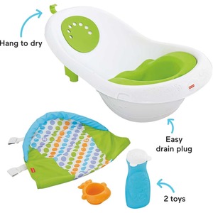 Baby to Toddler Bath 4 in 1 Slingn Green Seat Tub - Multicolour by Fisher Price
