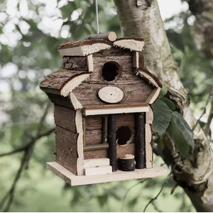 Hanging Wooden Bird House Nesting Box - Brown by Garden Mile