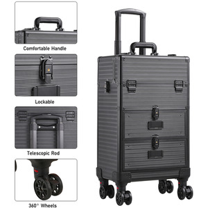 Large Professional Makeup Case on Wheels - Black by Livingandhome