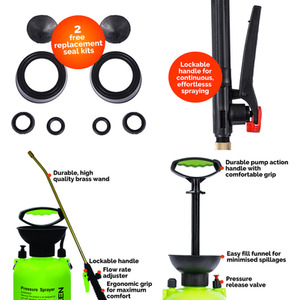 Pump Sprayer with Liquid Iron Sulphate 5L Grass Greener and Turf Hardener - Green / 10l by Pro-Kleen
