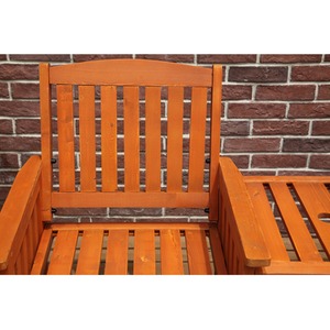 Wooden Bench 2 Seater Twin Chair With Table - Natural by BIRCHTREE