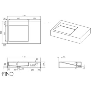 Cordoba Sloped Wall Hung Matt Stone Basin - White by Fino Stone
