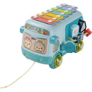 Interactive Musical School Bus Toy with Built-in Xylophone - Blue by Livingandhome