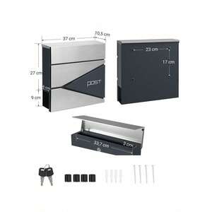 Lockable Post Box Mounted on the Wall - Silver by SONGMICS