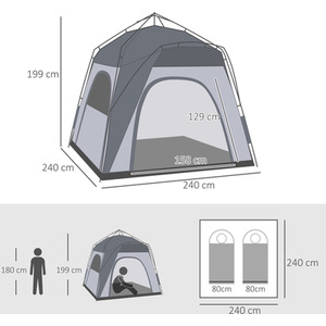 Outsunny Five Man Pop Up Tent - Grey by Outsunny