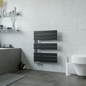 Agadon Panio UP Designer Towel Radiator Black - Black / 60cm / 74.5cm by Agadon