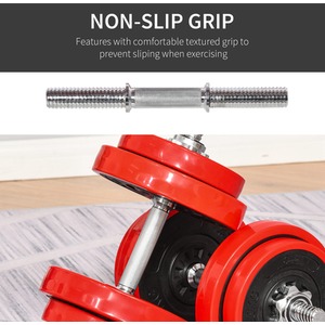 HOMCOM Adjustable 20KG Barbell and Dumbbell Set - Red and Black by HOMCOM