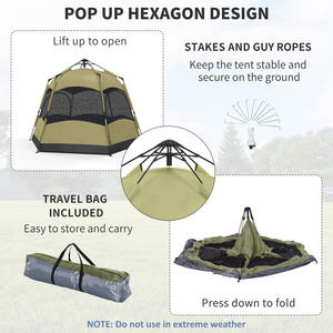 Outsunny Six Man Hexagon Pop Up Tent A20-056V00DG - Deep Green by Outsunny