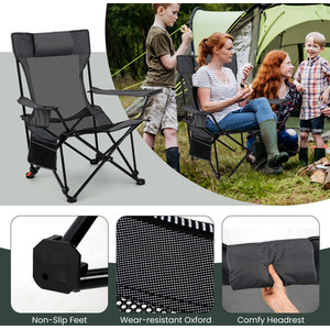 Reclining Camping Chair with Removable Footrest by Costway
