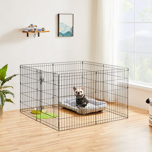 8 Panel Foldable Dog Playpen - Black / 76cm by Yaheetech