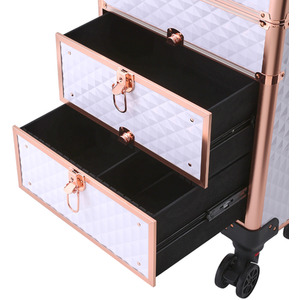 Professional 4in1 Makeup Trolley in Rose Gold - Rose Gold + White by Livingandhome