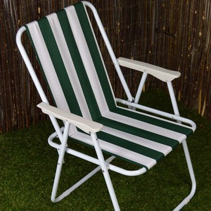 2 Pack of Folding Camping, Picnic Chair in Green and White Garden Patio - Green & White by Samuel Alexander