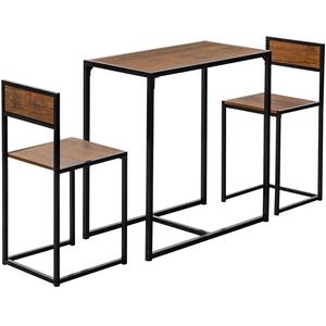 Industrial 2 Seater Breakfast Bar Set - Brown by Harbour Housewares